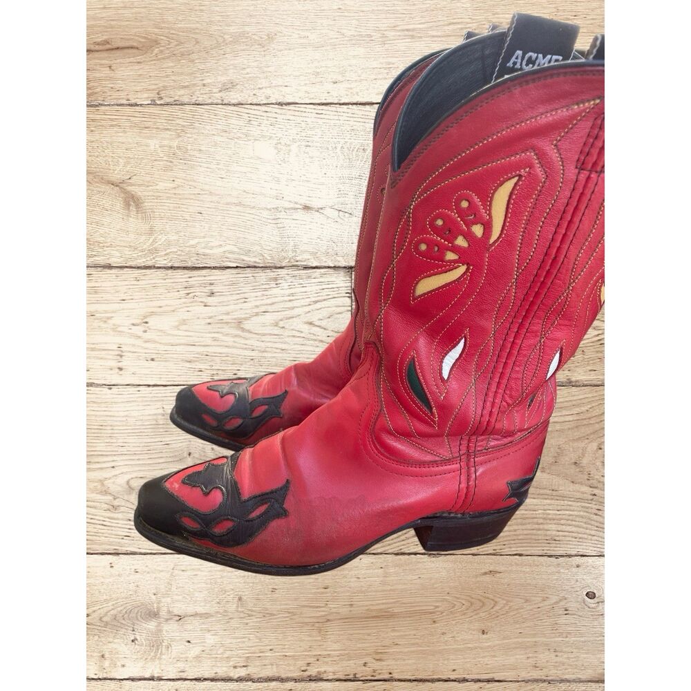 Rare Vintage ACME leather Western boots 7M - Picture 8 of 11